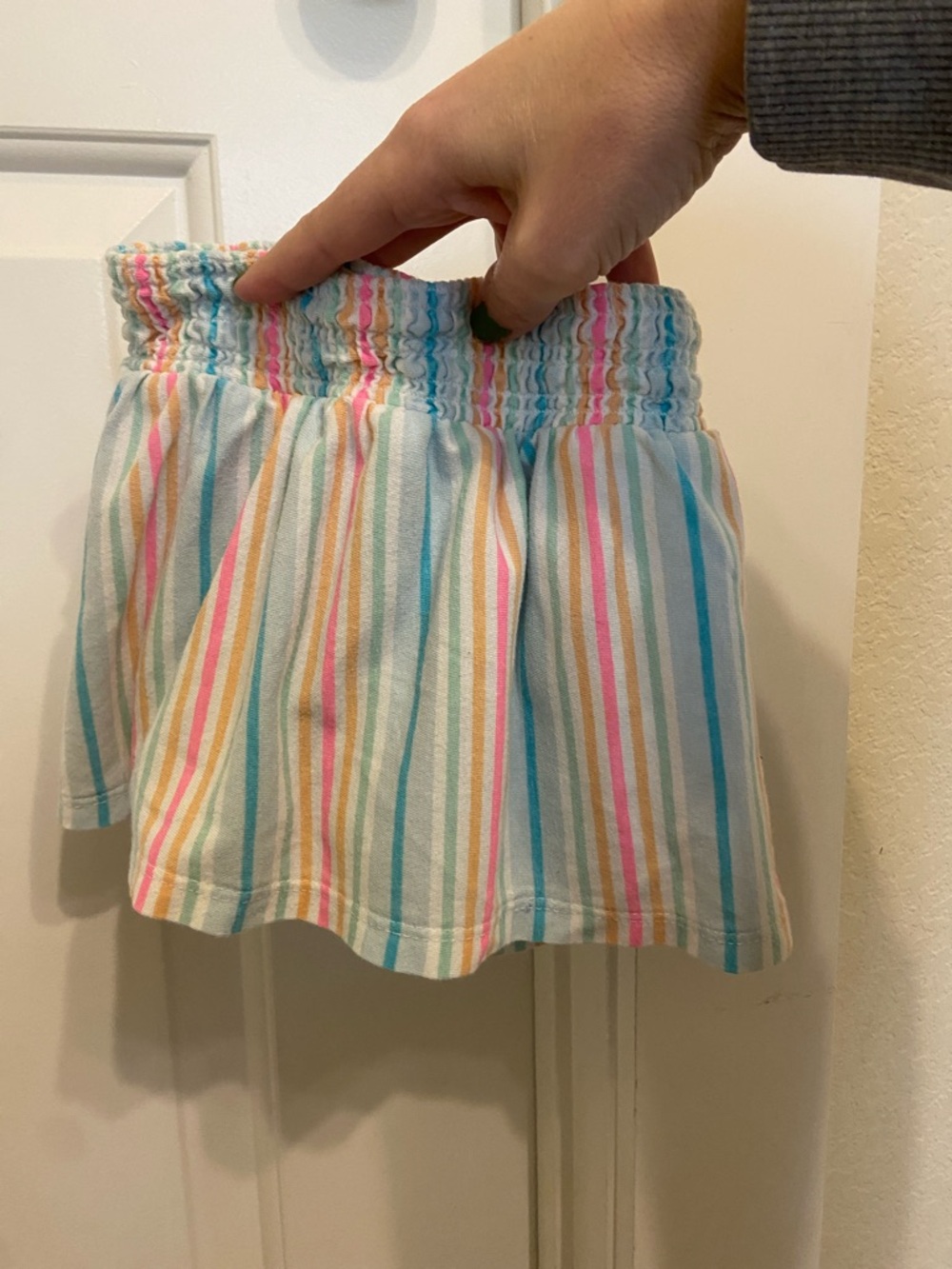 Cat & Jack Striped Pastel Skort - White with Pink, Blue, Yellow Stripes